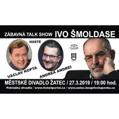 Talk show Ivo Šmoldase s hosty Václavem Koptou a Andrea Andrei